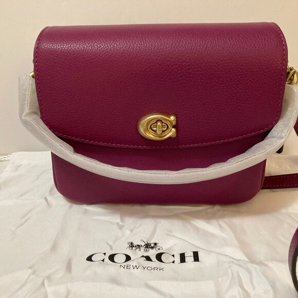 COACH Cassie 19 Crossbody Bag Deep Plum Leather - Picture 2 of 8